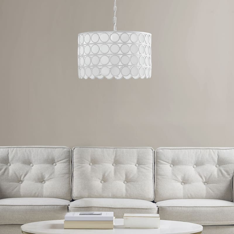 4-Light Modern Farmhouse Glass Drum Chandelier