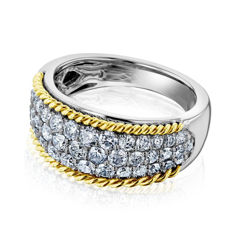 Kobelli 1 Carat Natural Diamond 10k Gold Honeycomb Two-Tone Anniversary Ring