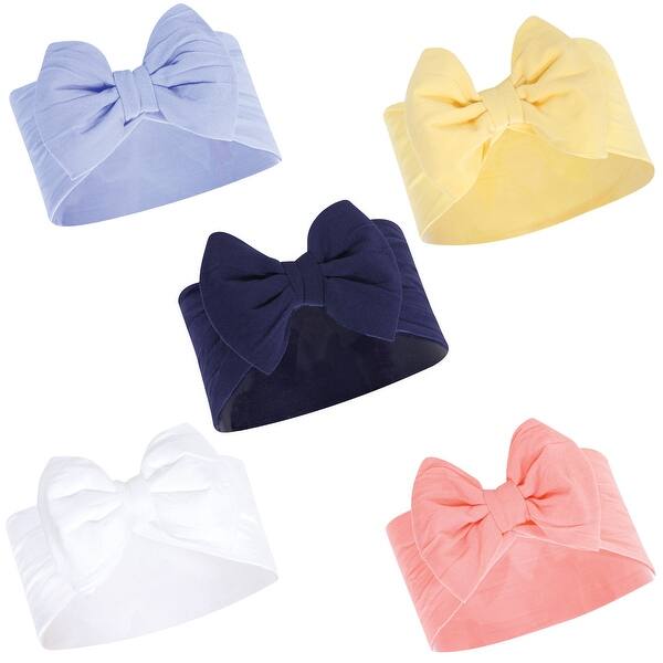 slide 1 of 1, Hudson Baby Infant Girl Headbands 5pk, Blue Yellow, 0-24 Months - Blue Yellow Blue Yellow - 0-24 Months