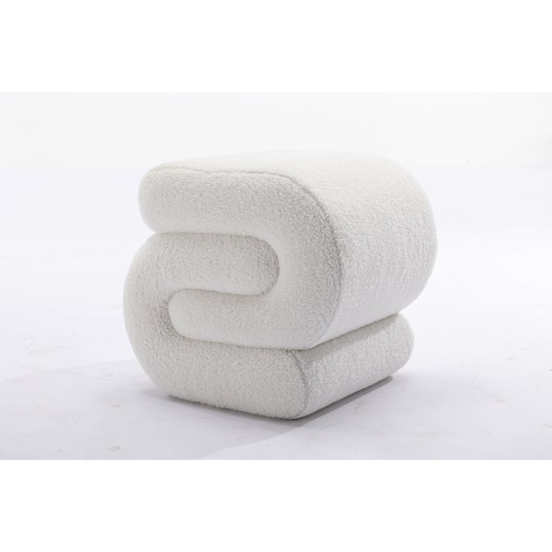 Modern S-shape Fabric Ottoman Makeup Stool Footstool