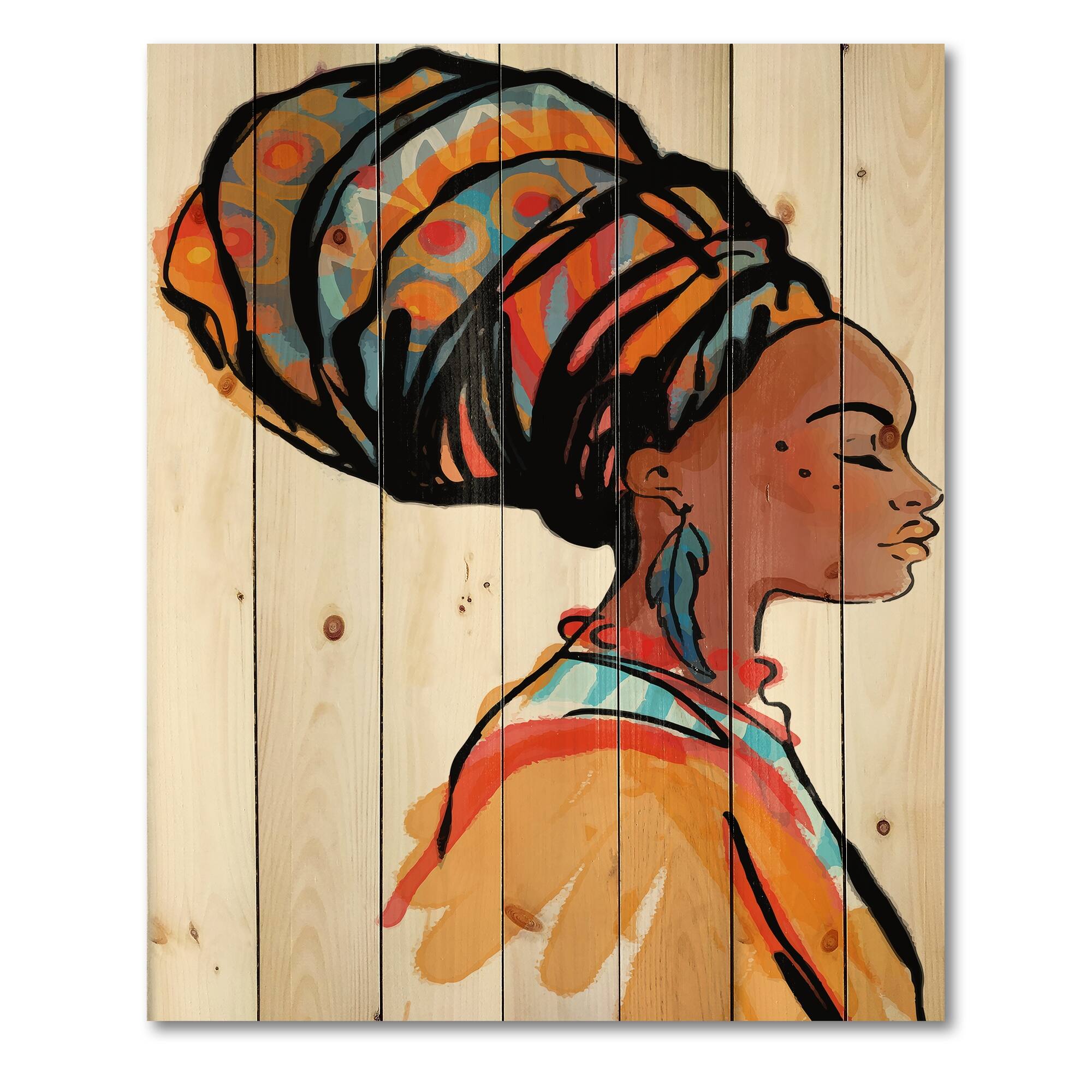 Designart 'African American Woman with Turban I' Modern Print on ...