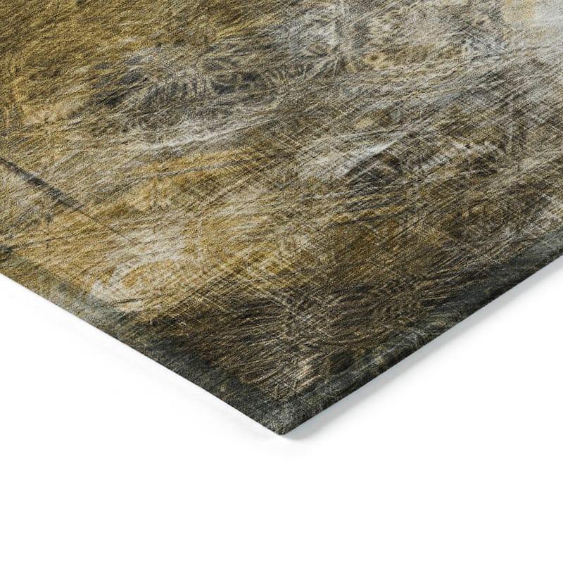 Machine Washable Indoor/ Outdoor Chantille Abstract Imprints Rug