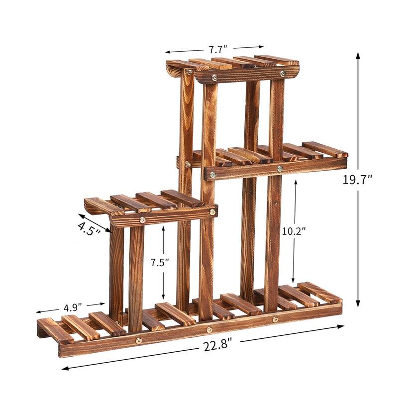 4 Tiered Succulent Plant Stand Pine Wood Window Shelf for Small Flower Pots