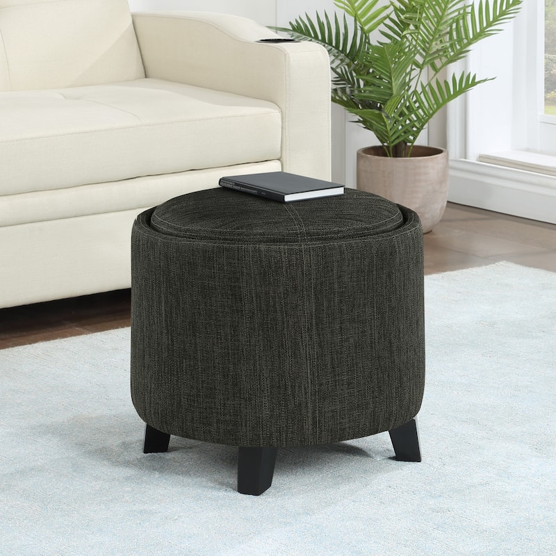 Storage Ottoman with Reversible Tray - Upholstered Seat with Hidden Storage, Serving Tray Top, and Stylish Home Accent Design