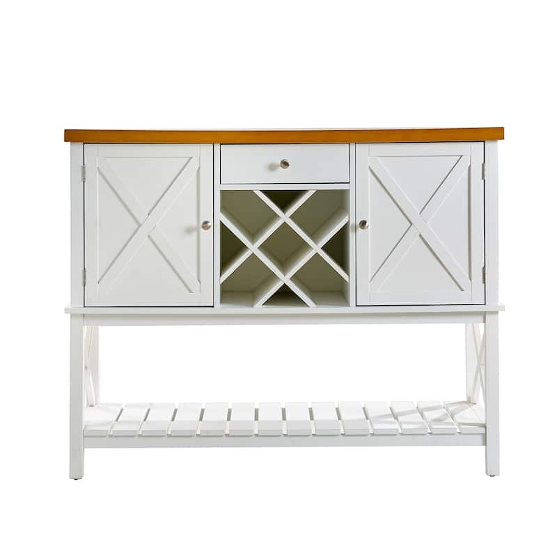 Anmytek Farmhouse Bar cabinet Console Table with 2-Door Cabinet & 1 Drawers,Sofa Tables Buffet Sideboard