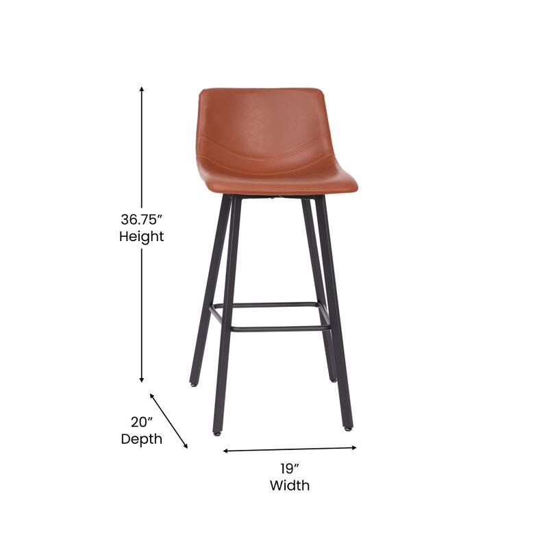 Set of 2 Armless Upholstered Metal Counter Stools