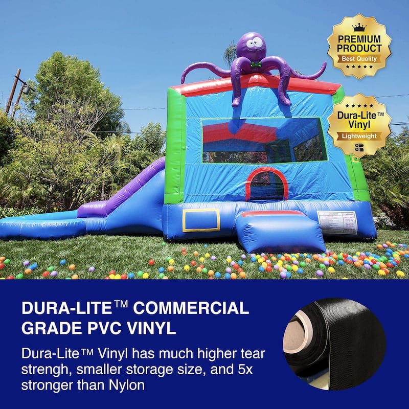 HeroKiddo Octopus Commercial Grade Inflatable Bounce House Water Slide Combo with Splash Pool (Air Blower Included), Lightweight