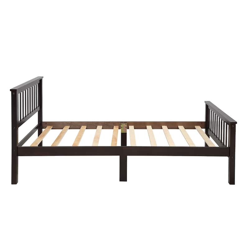 Wood Platform Bed with Headboard and Footboard