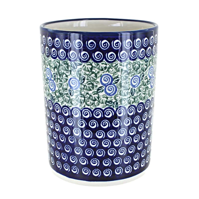 Blue Rose Polish Pottery 832 Zaklady Utensil Jar - Seaside Swirl