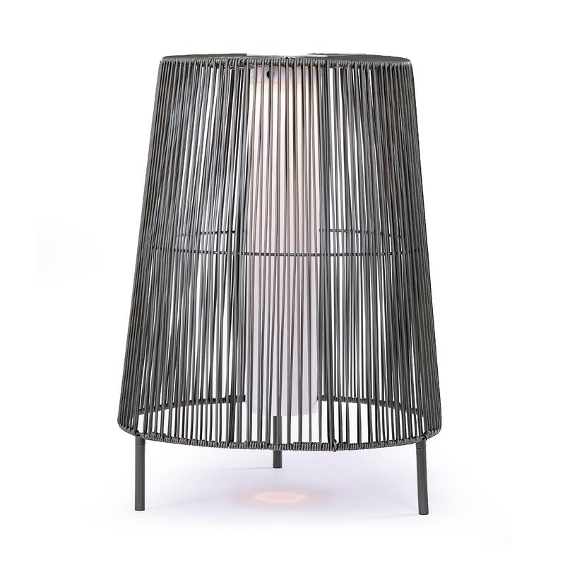 2-Pack Outdoor Rattan Solar Light Patio Floor Lamp