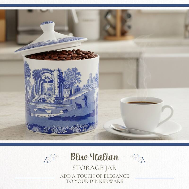 Spode Blue Italian Storage Jar - 7.5 Inch