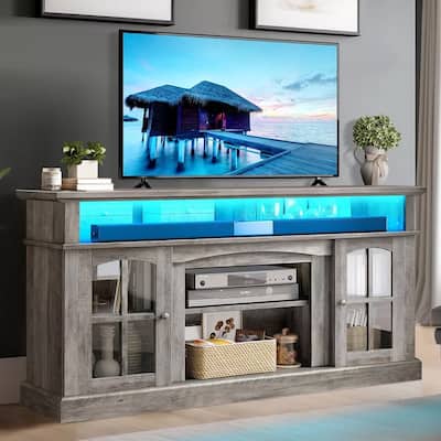 Farmhouse LED TV 58" Stand with Power Outlets Dark Grey - 58 inches