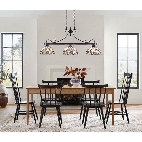 Chloe Lighting Tiffany Style Victorian Design 3 Light Linear Island Fixture Size Dark Bronze
