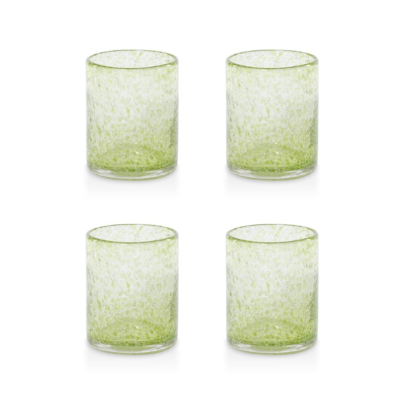 Antibes Bubble Glass Tumblers, Set of 4 - Green