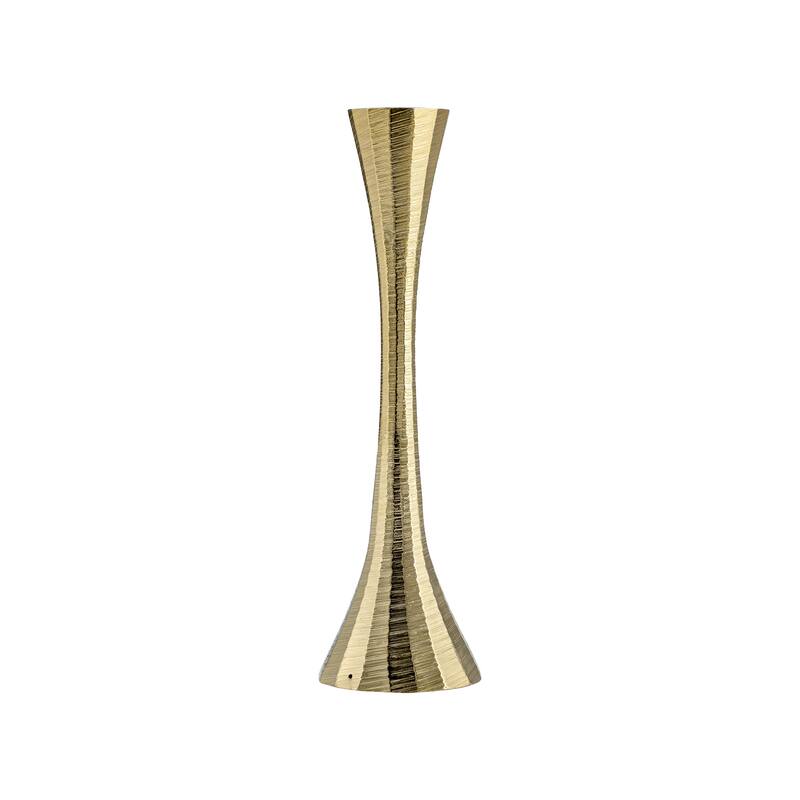 Glam Metal and Wood Taper Candle Holder Sculptural Silhouette MDF Base