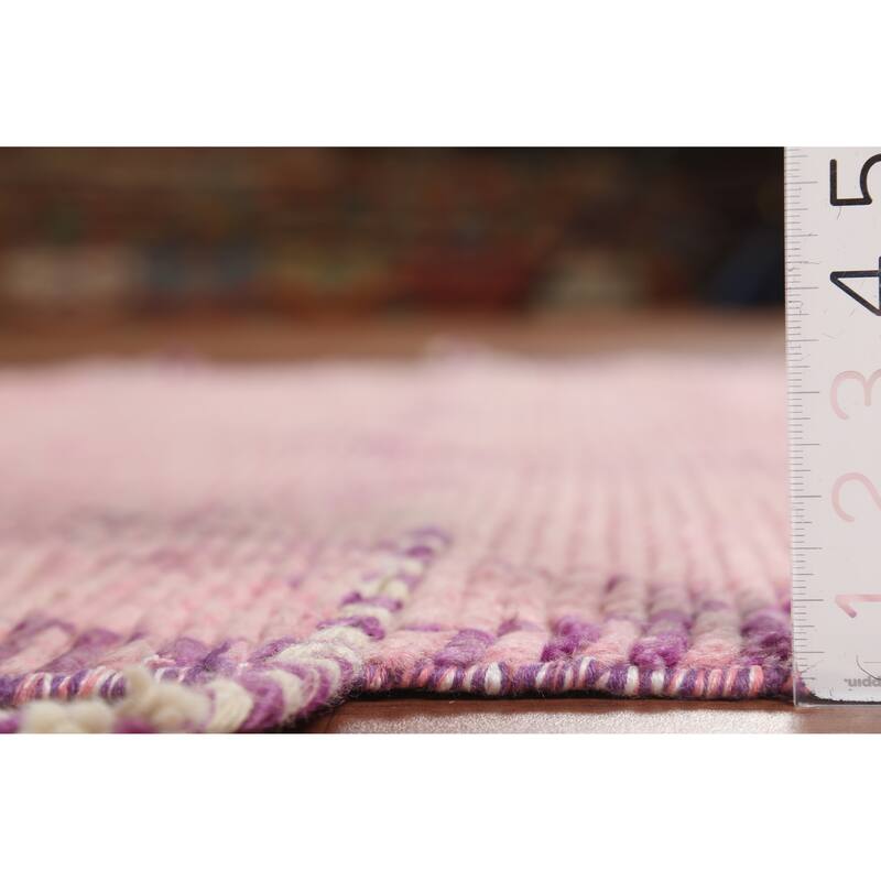 Pink Moroccan Oriental Area Rug Handmade Wool Carpet - 4'11"x 7'5"