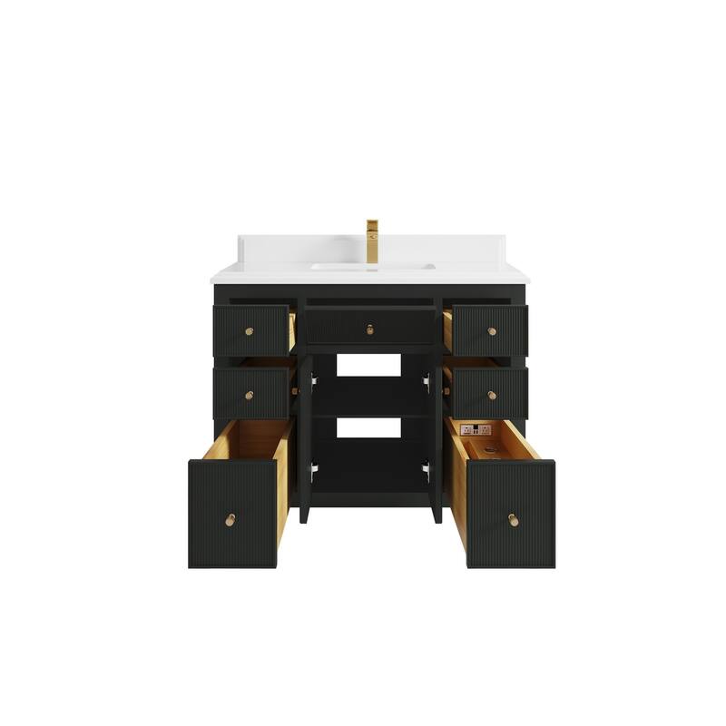 Willow Collections 42 in W x 22 in D Sonoma Free Standing Reeded Single Sink Bathroom Vanity with Countertop