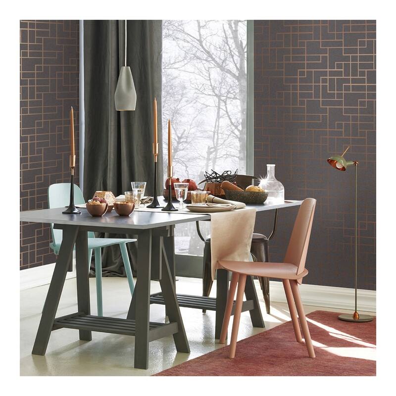 Brewster Mason Dark Grey Geometric Wallpaper - 20.5 x 396 x 0.025