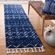 preview thumbnail 31 of 117, SAFAVIEH Berber Fringe Shag Leatha Trellis Rug 2'2" x 8' Runner - Navy/Ivory - Runner