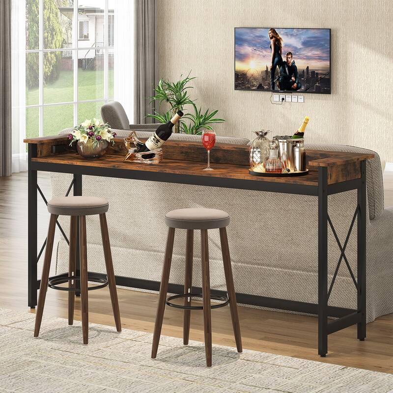 Sofa CouchTable with Outlets and USB Ports, 70.9 inch Long Entryway Console Table