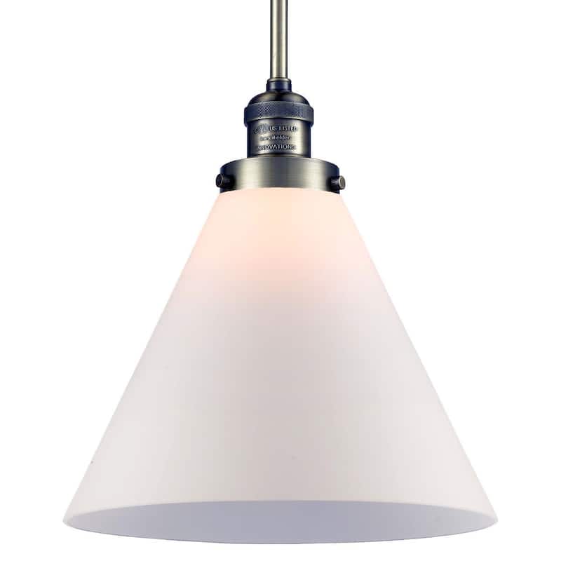 Innovations Lighting X-Large Cone Single Light 12" Wide Pendant with - Antique Brass / Matte White Cased