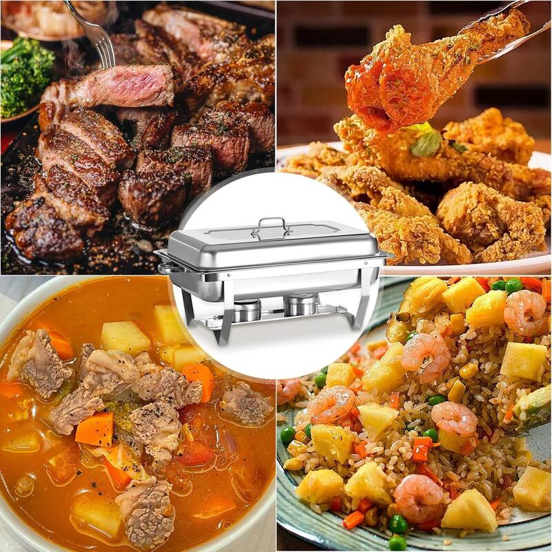 4 Pack Chafing Dish Buffet Set, 8QT Stainless Steel 1/2 Size Pan Chafing Dish, Chafers and Buffet Warmer Sets for Wedding