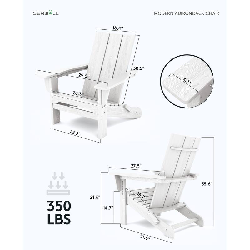 HDPE Oversized Folding Adirondack Chair, All-Weather Modern Folding Adirondack Chair