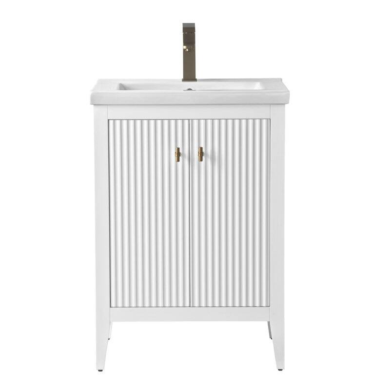 Vanity Art 24" Single Sink Bathroom Vanity Cabinet with Ceramic Top
