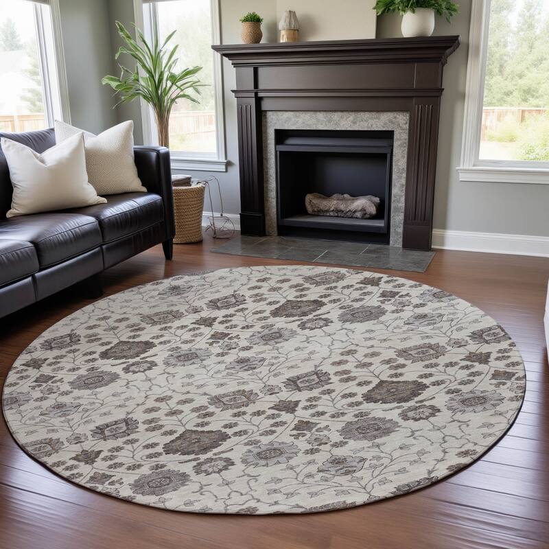 Premium Washable Super Soft Traditional Jansen Mayfield Rug - Ivory - 8' x 8'