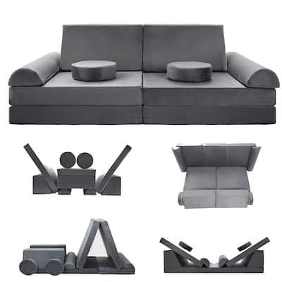 DoCred Kids Couch Play Sofa Set, Modular Folding Toddlers Sofa
