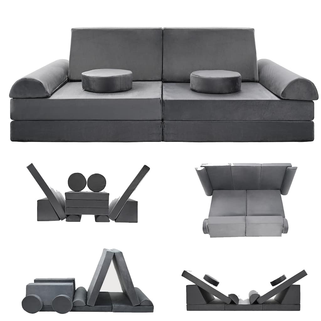 DoCred Kids Couch Play Sofa Set, Modular Folding Toddlers Sofa
