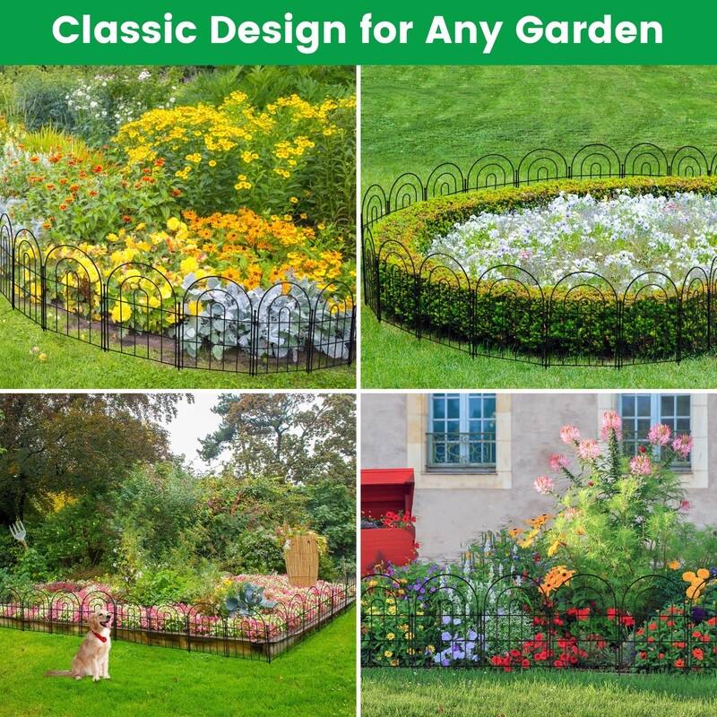 10-Pack Metal Garden Fence – 22in Tall, Rustproof, No-Dig