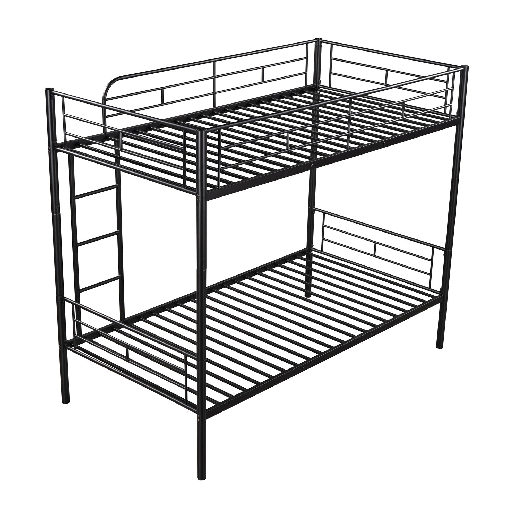 Twin Over Twin Metal Bunk Bed, Heavy Duty Bunkbed Frame w/Safety
