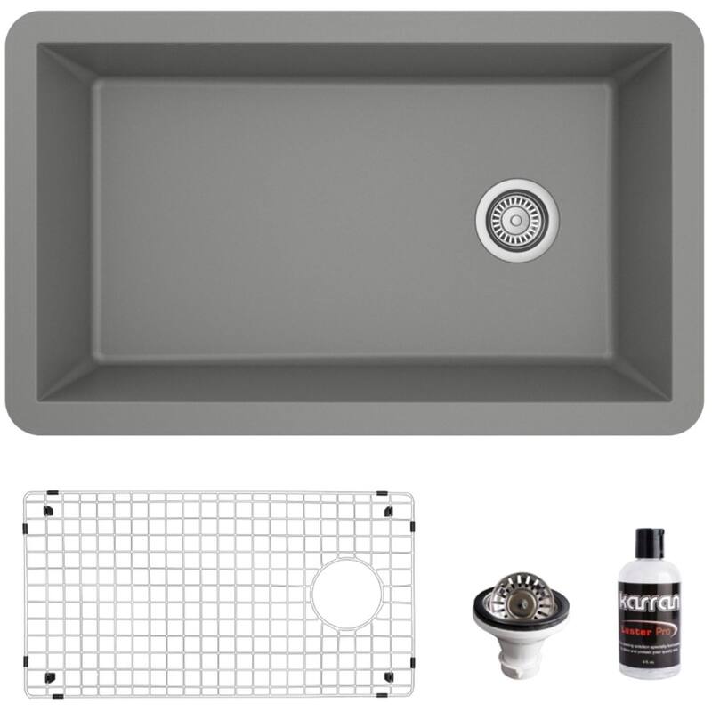 Karran USA QU-670-PK1 Quartz QU 31-3/4" Undermount Single Basin Quartz - Grey