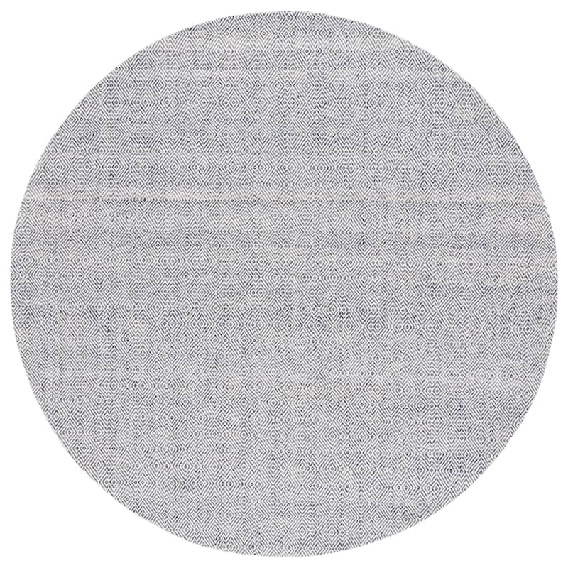 Martha Stewart by SAFAVIEH Madelon Geometric Wool Rug - 6' Round - Blue/Ivory