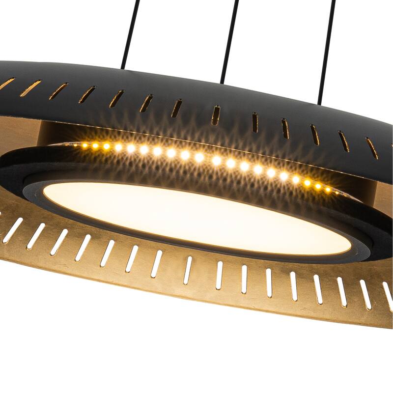 23.6" Modern Dimmable LED Pendant Light with Laser Cut Gold Foil Shade