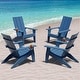 preview thumbnail 10 of 13, WINSOON All-Weather HIPS Outdoor Adirondack Chairs with Cup Holder (Set of 4) Navy Blue