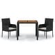 preview thumbnail 2 of 91, vidaXL 3 Piece Patio Dining Set with Cushions Black Poly Rattan - 18.9" x 21.7" x 34.6"