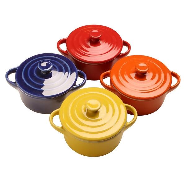 Home District Mini Casserole Pots Set Of 4 Lidded Stoneware Dishes H 5 4 Inch X 4 Inch X 3 Inch Overstock 33350714