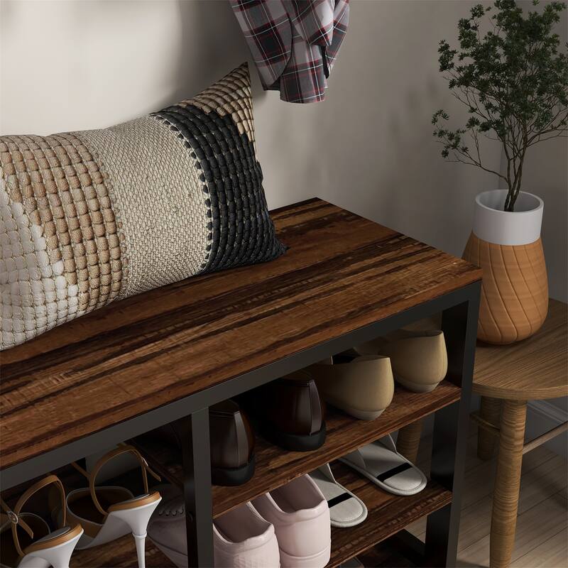 2-in-1 Coat Rack Shoe Bench Set