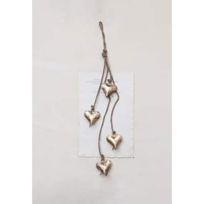 Metal Hearts on Jute Rope