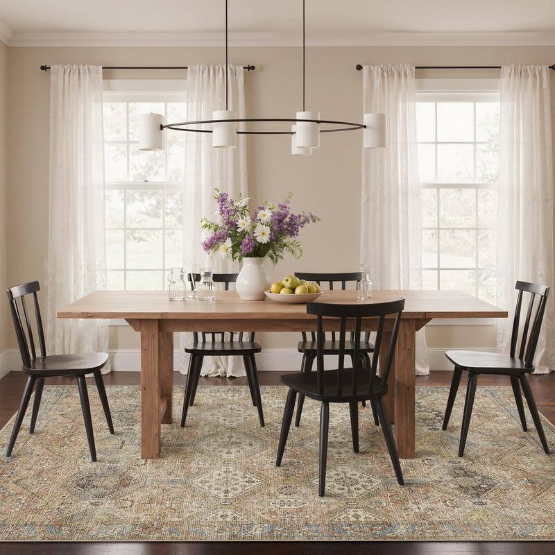 Mcow Vintage Wood-Tone Low-Pile Washable Non-Slip Area Rug