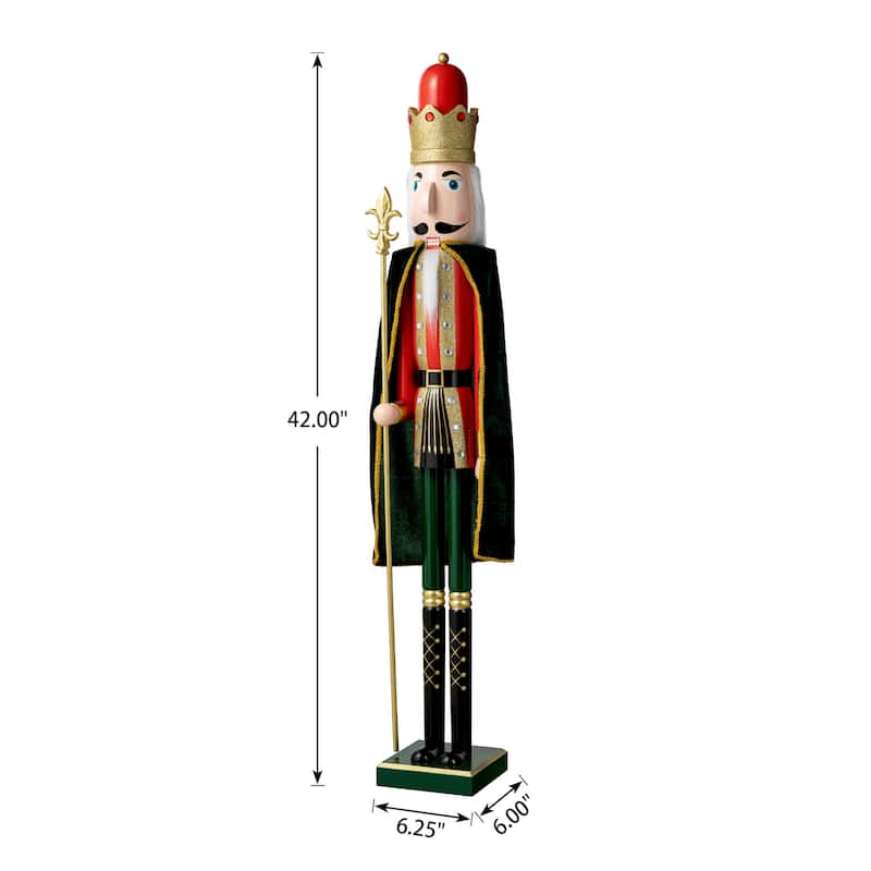 Glitzhome 42"H Wooden Christmas Soldier King Nutcracker