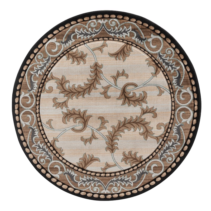 Glamour Cream/Black Polypropylene Area Rug - 8'1'' Round