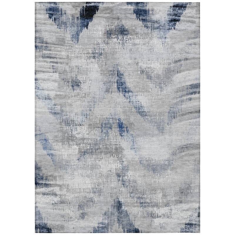Machine Washable Indoor/ Outdoor Chantille Abstract Chevron Rug