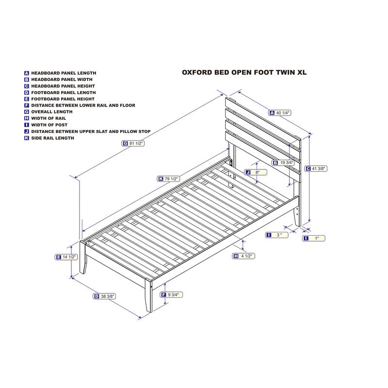 Twin XL Platform Bed - USB Charger, Solid Wood, No Box Spring Needed, White