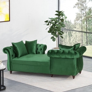 Houck Modern Glam Tufted Velvet Tete-a-Tete Chaise Lounge with Accent Pillows by Christopher Knight Home