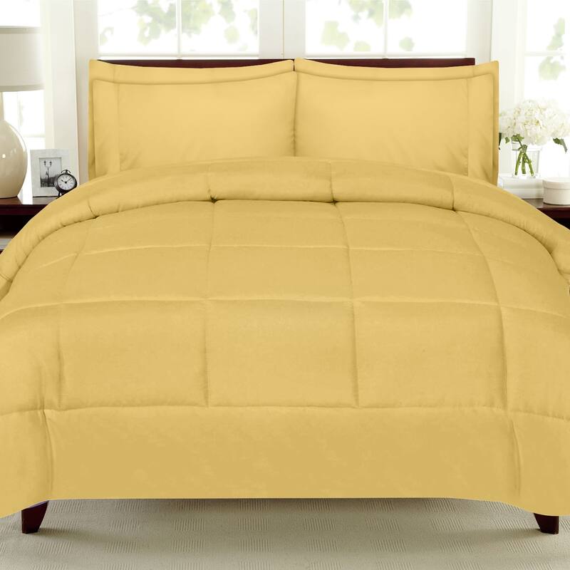 Sweet Home Collection Luxury Solid Bed-In-a-Bag with Sheet Set - Yellow - Twin