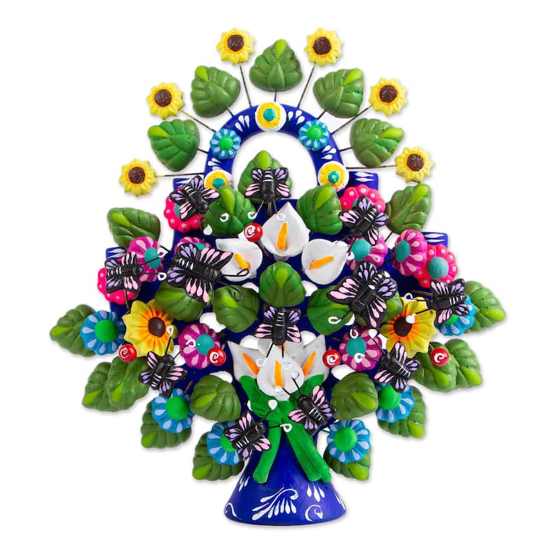 Novica Handmade Florid Cuernavaca Ceramic Sculpture