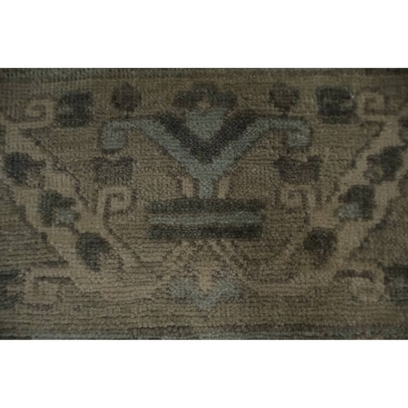 Hand Knotted Oriental 100% Wool Carpet Transitional Floral Greys & Charcoal Oushak Area Rug - 8' 7'' X 6' 0''